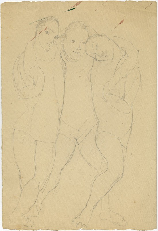 Três figuras abraçadas