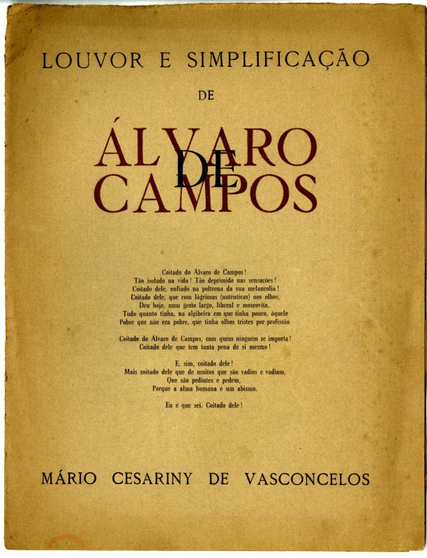 Louvor e simplificação de Álvaro de Campos Louvor e simplificação de Álvaro de Campos