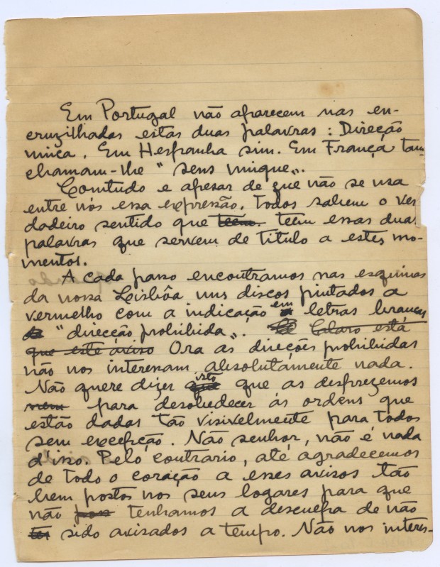 Direção Única (esboço) Direção Única (esboço)