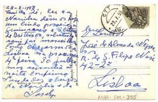 Postal ilustrado de Sarah Affonso a José de Almada Negreiros