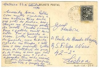 Postal ilustrado de Sarah Affonso a Ana Paula Almada Negreiros