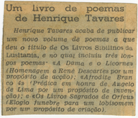 Um livro de poemas de Henriques Tavares