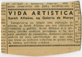 Vida Artística , Sarah Affonso, na Galeria de Março