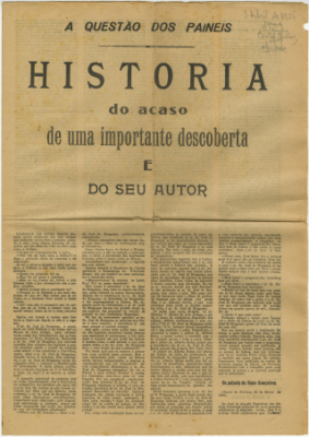 A Questão dos Painéis - Historia do acaso de uma importante descoberta e do seu autor