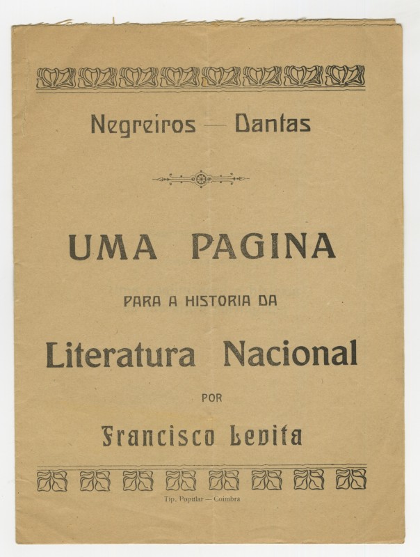 Negreiros-Dantas: Uma Página para a história da Literatura Nacional