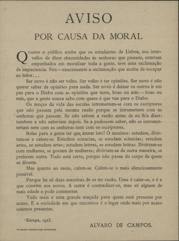 Aviso por Causa da Moral