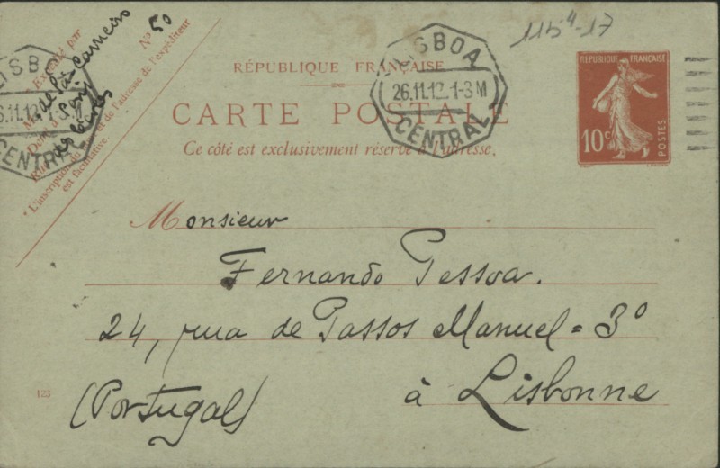 Bilhete-postal a Fernando Pessoa