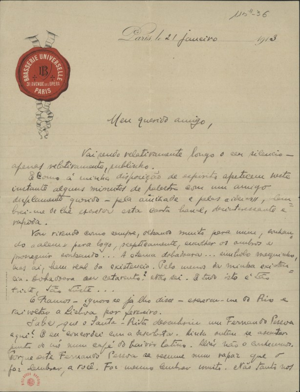 Carta a Fernando Pessoa