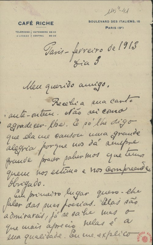 Carta a Fernando Pessoa