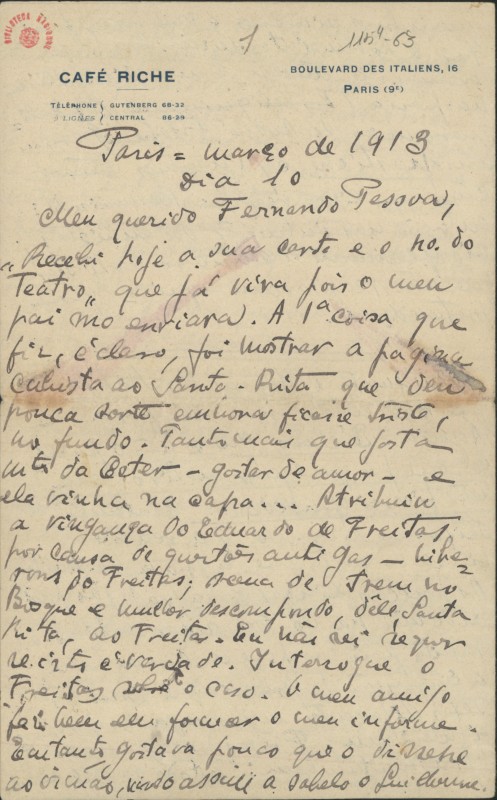 Carta a Fernando Pessoa