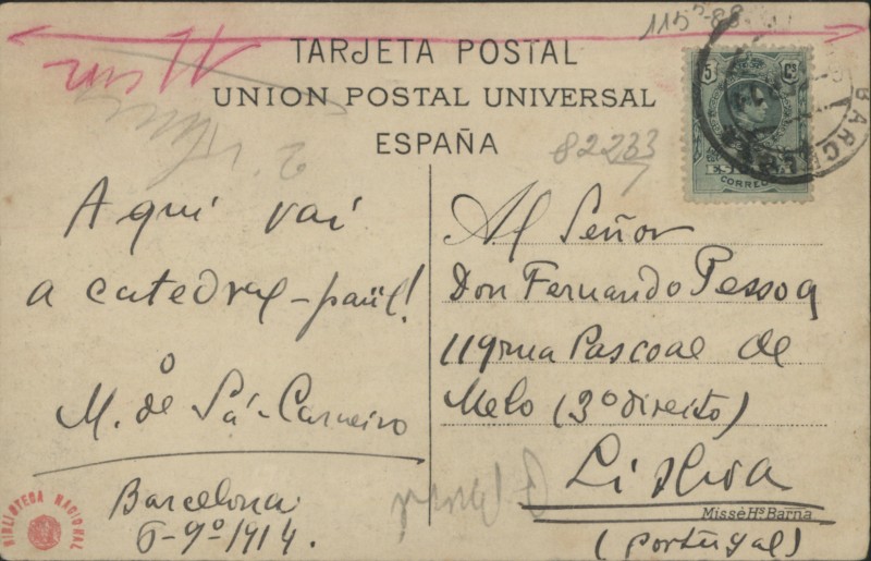 Bilhete-postal a Fernando Pessoa