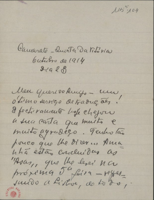 Carta a Fernando Pessoa