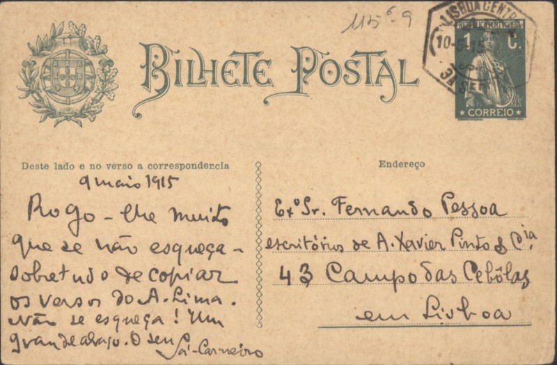 Bilhete-postal a Fernando Pessoa