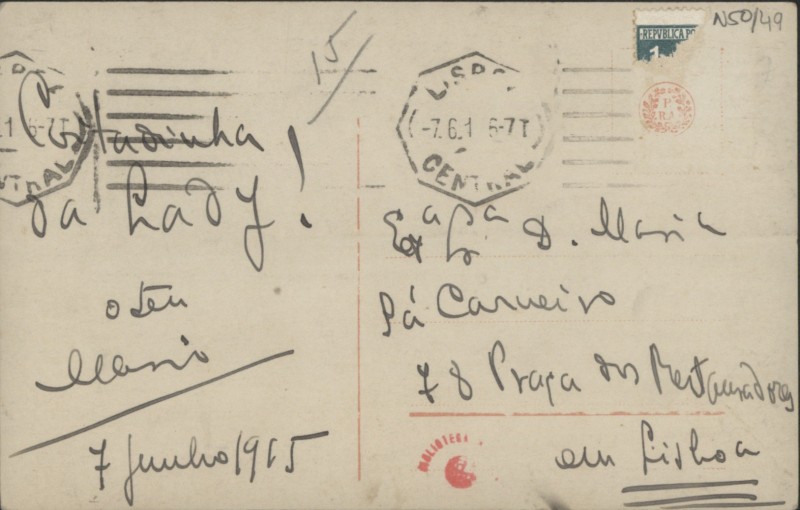 Bilhete-postal a Maria Cardoso de Sá-Carneiro