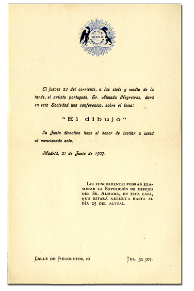 Exposición Almada: invitación. 1927