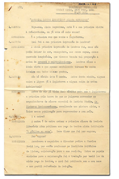 Nogueira Santos interviews Almada Negreiros. 1950